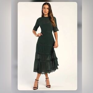 Emerald Green Dot Textured Midi NWT